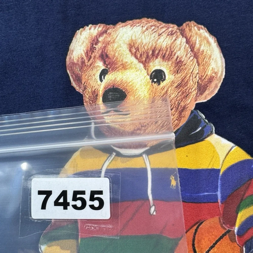 Polo Ralph Lauren Navy Blue Polo Bear Basketball Graphic Print Shirt Size XLT